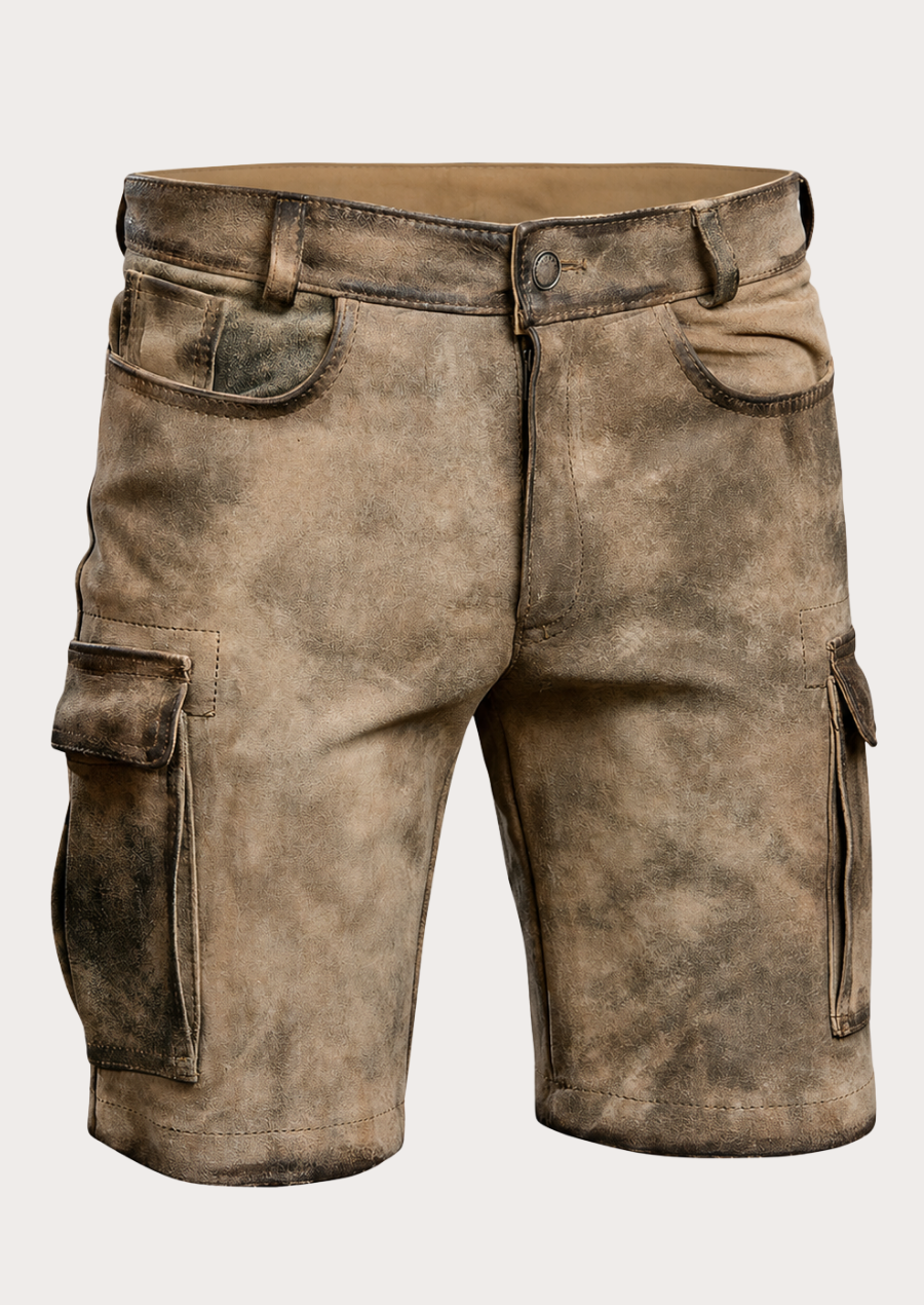 Men Vintage Cargo Lederhosen Shorts Bavarian Leather Wear – trendytannery
