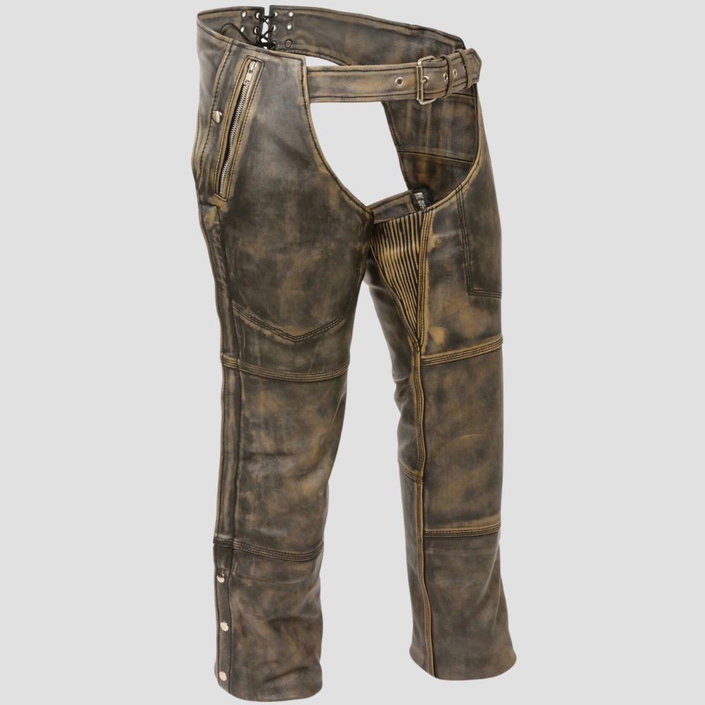 Ride in comfort and confidence with these high-quality leather fringe chaps, made for western riders seeking both style and practicality.