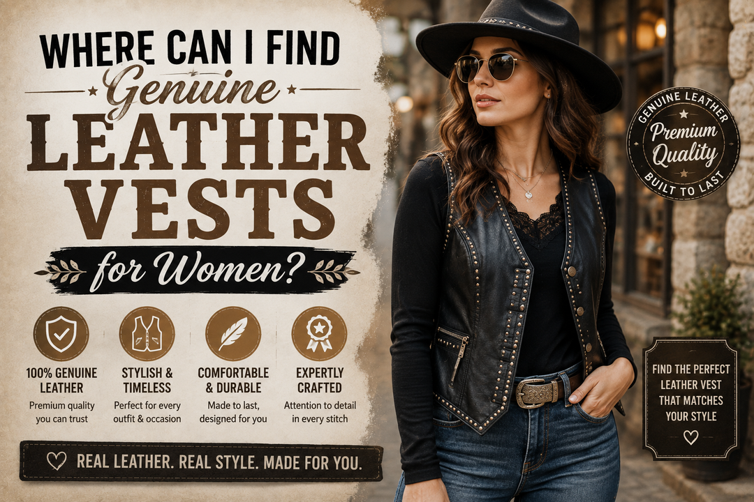 Women’s genuine leather vest styled with a modern Western-inspired outfit for everyday fashion.