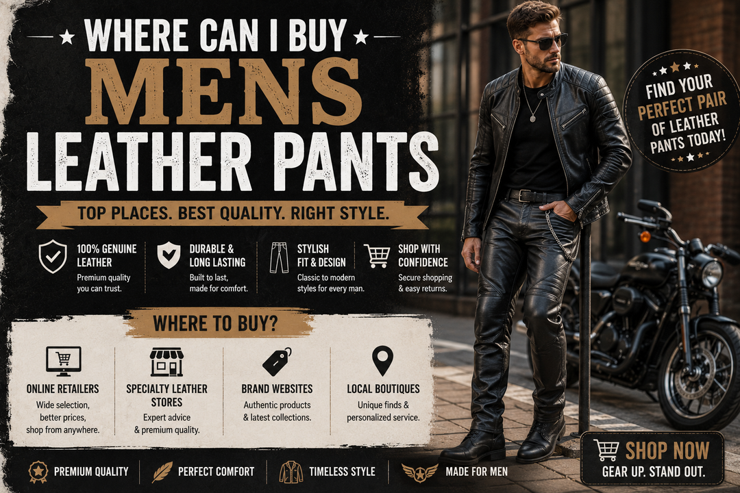 Where to buy men’s leather pants online from trusted leather clothing stores.