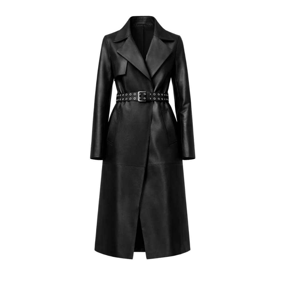 Designer Black Trench Coat For Women Elegant Urban Fashion
