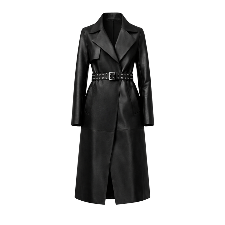 Designer Black Trench Coat For Women Elegant Urban Fashion