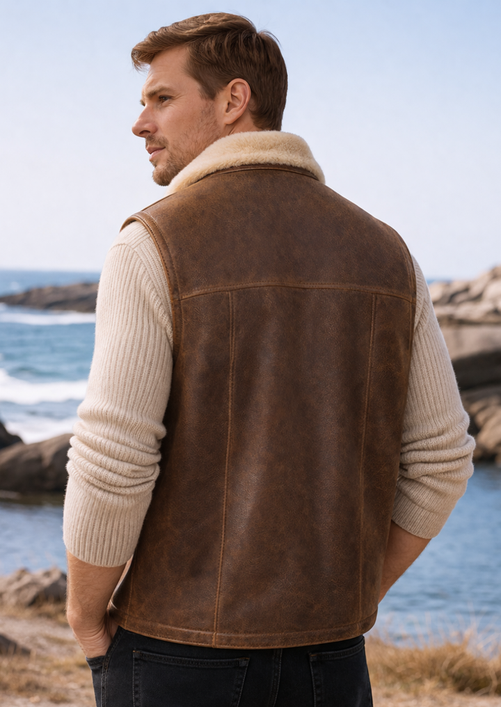 Chic Brown Shearling Vest For Street Style
