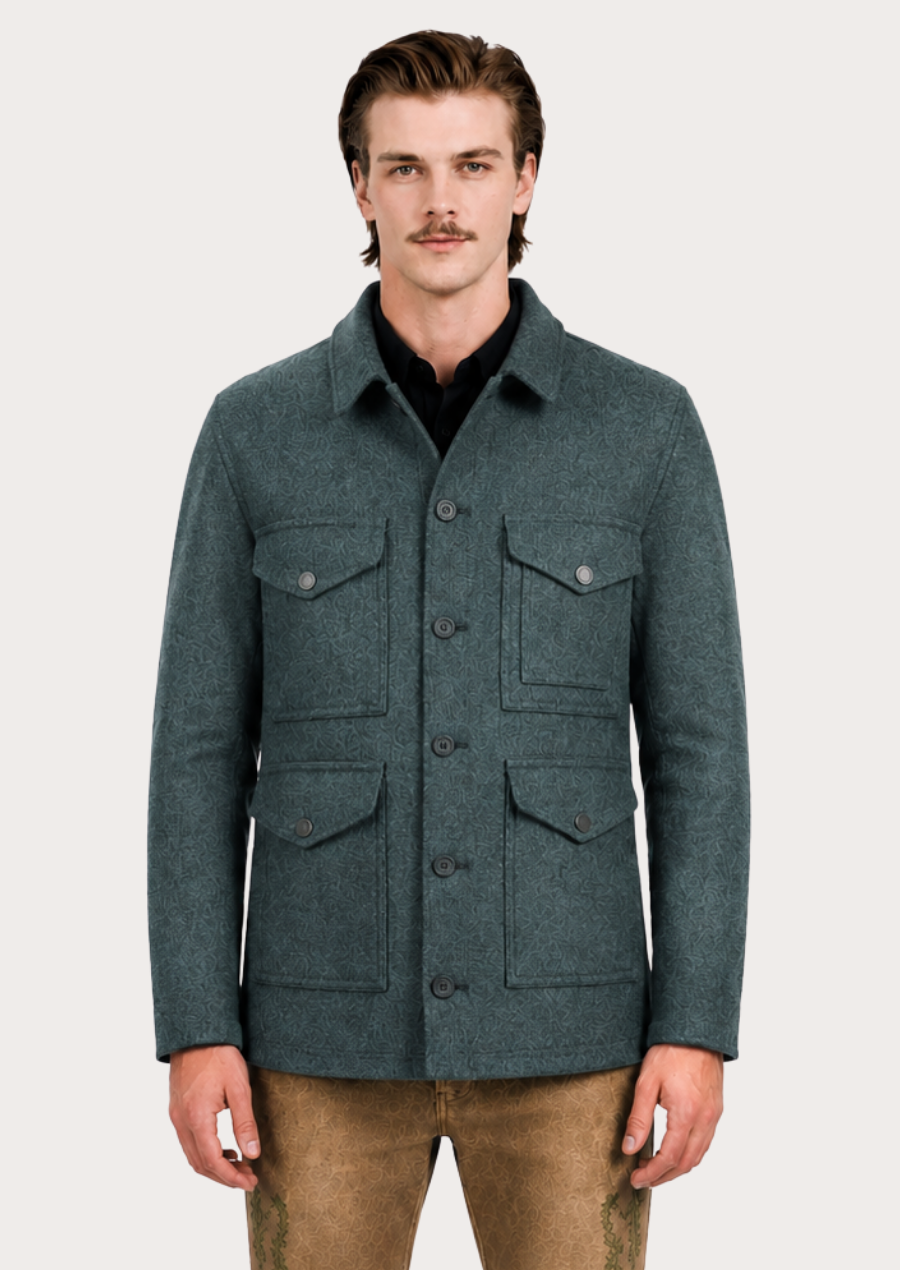 Traditional Forest Green Loden Field Jacket for Men