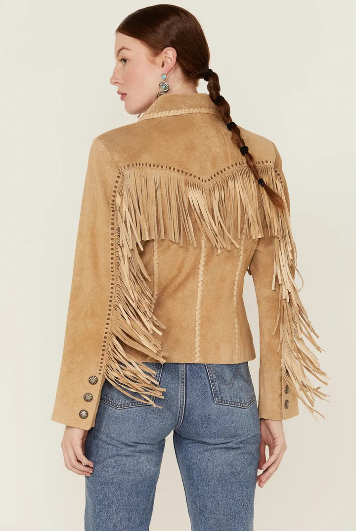 Women's Western Fringe Suede Jacket For Chic Casual Looks