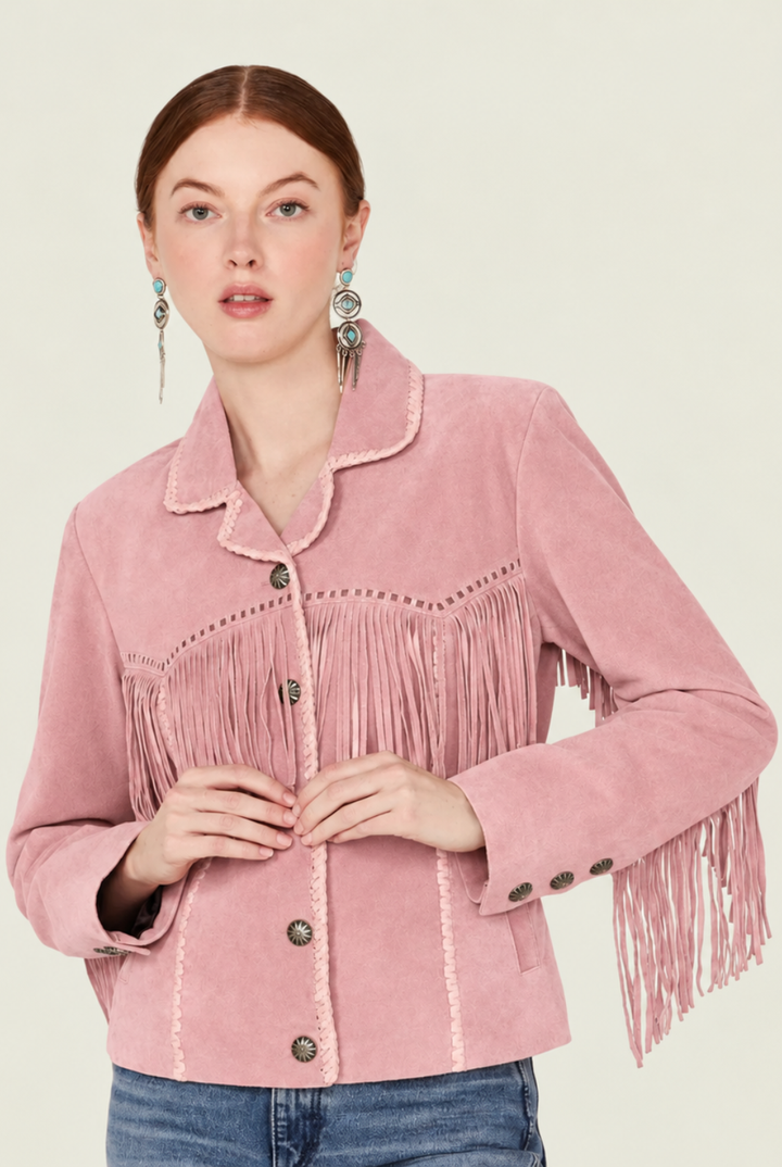 Women's Western Fringe Suede Jacket For Chic Casual Looks