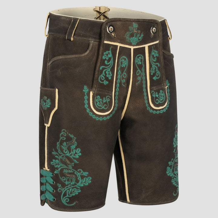 Men's Black lederhosen With Embroidery For Folk Festivals
