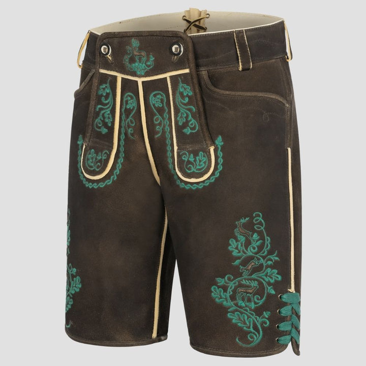 Men's Black lederhosen With Embroidery For Folk Festivals