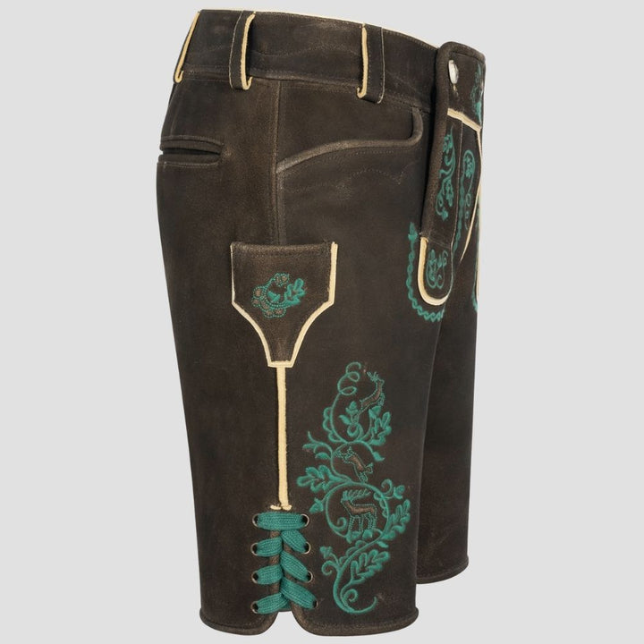 Men's Black lederhosen With Embroidery For Folk Festivals