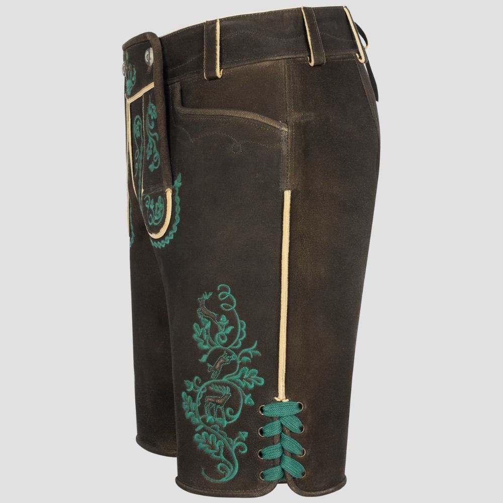 Men's Black lederhosen With Embroidery For Folk Festivals