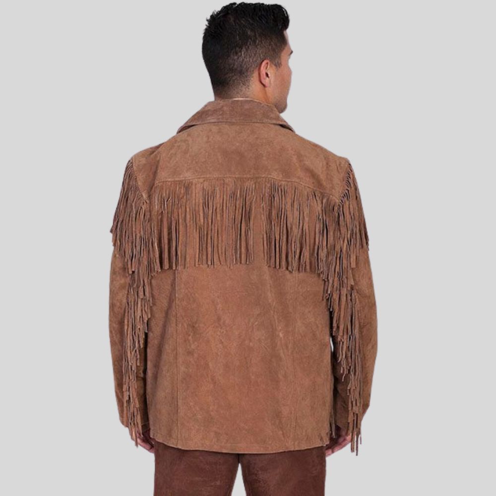 Vintage-Inspired Men Suede Fringe Jacket For Western Outfits