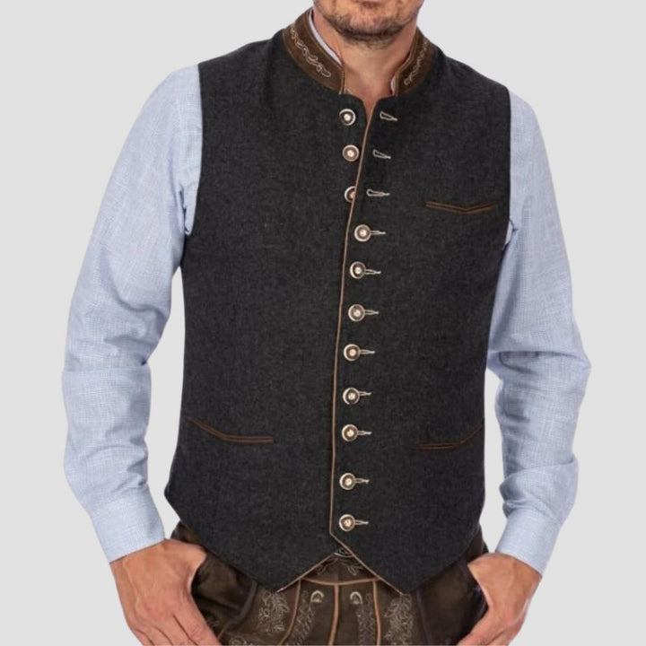 Men's Embroidered Trachten Vest For Oktoberfest And Parties