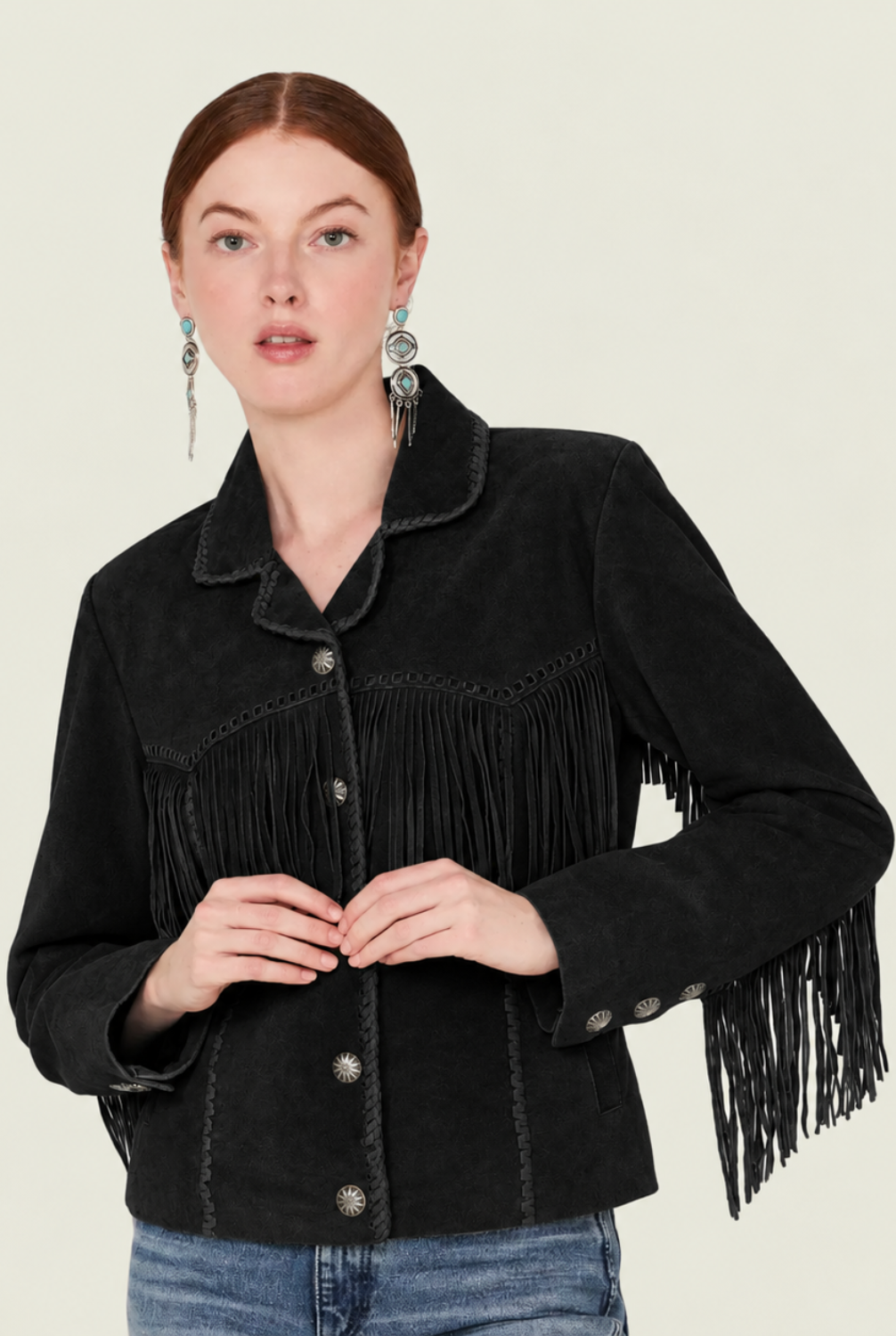 Women's Western Fringe Suede Jacket For Chic Casual Looks