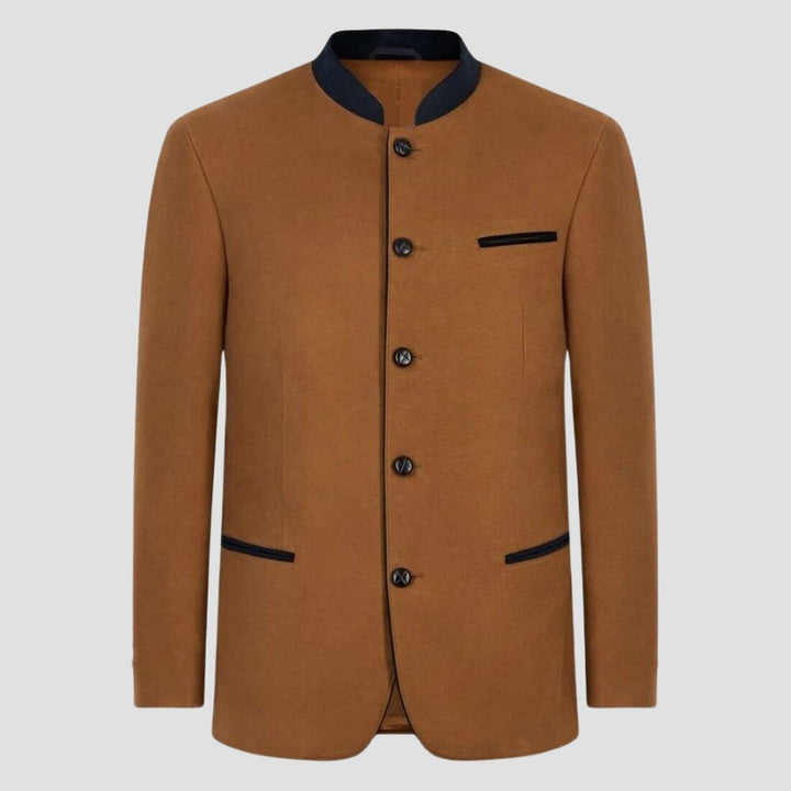 Traditional Bavarian Beige Wool Trachten Jacket For Men