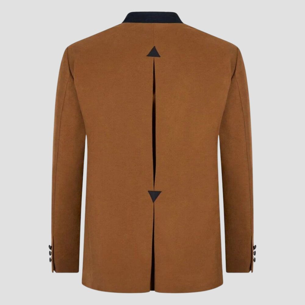 Traditional Bavarian Beige Wool Trachten Jacket For Men