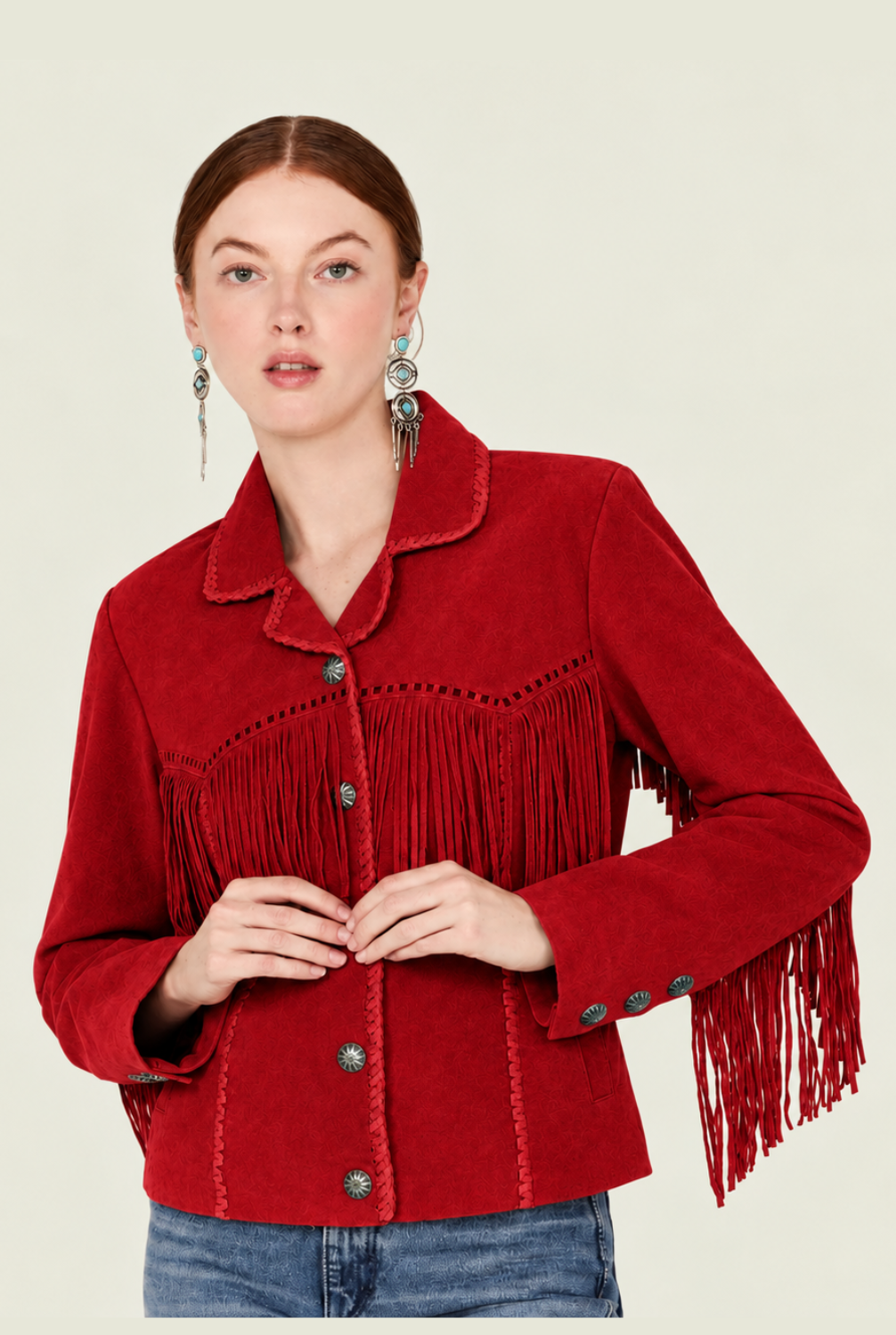 Women's Western Fringe Suede Jacket For Chic Casual Looks