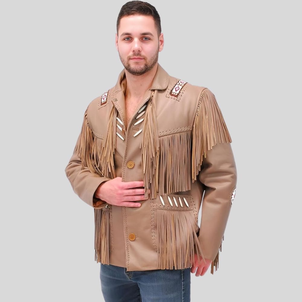 Stylish Men’s Suede Fringe Jacket For Boho Style