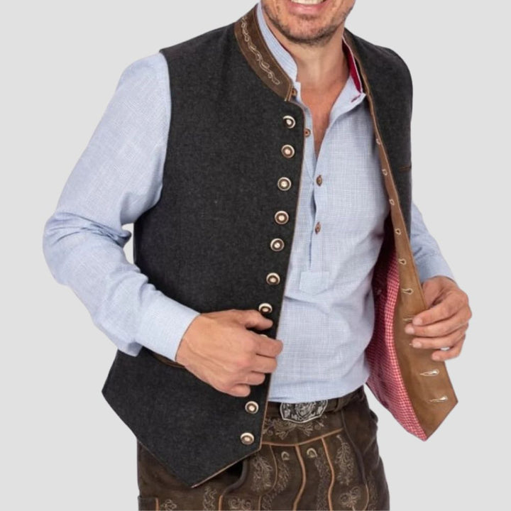 Men's Embroidered Trachten Vest For Oktoberfest And Parties