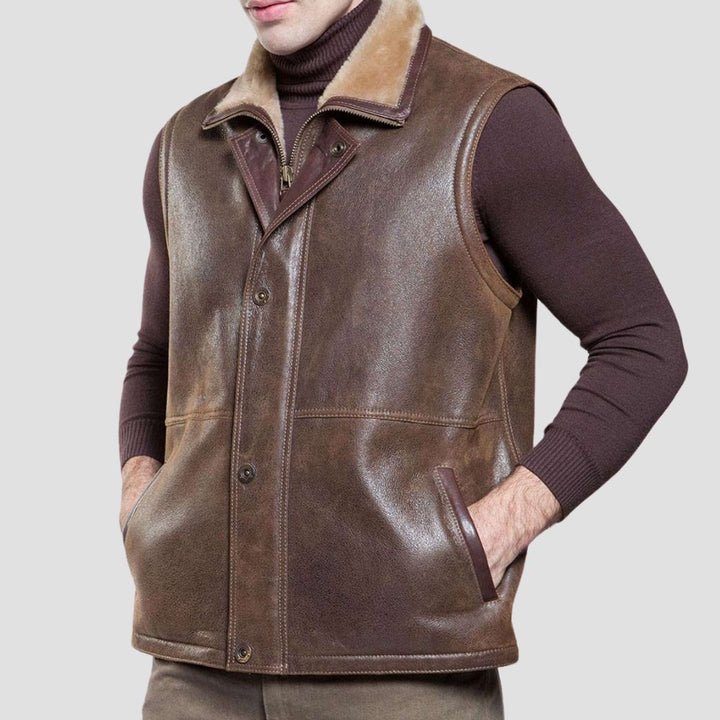 Chic Brown Shearling Vest For Street Style
