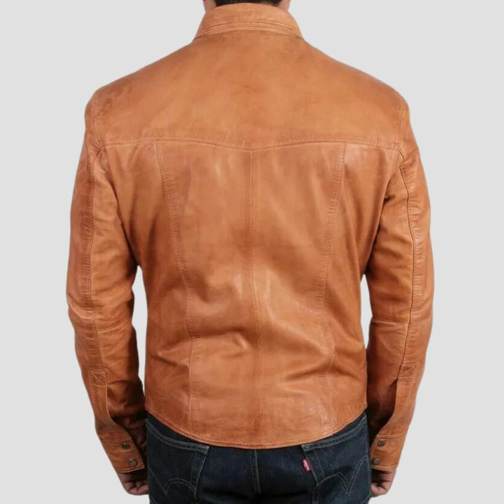 Premium Cowboy Trucker Leather Shirt For Men