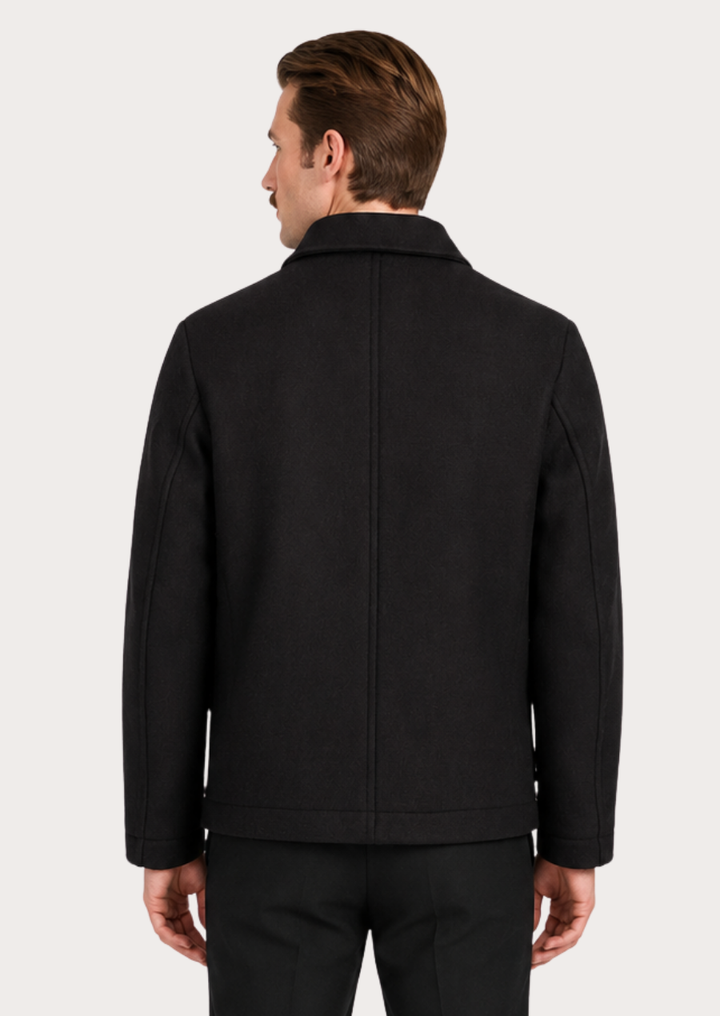 Black Tyroler wool jacket for men designed for outdoor wear and cultural events