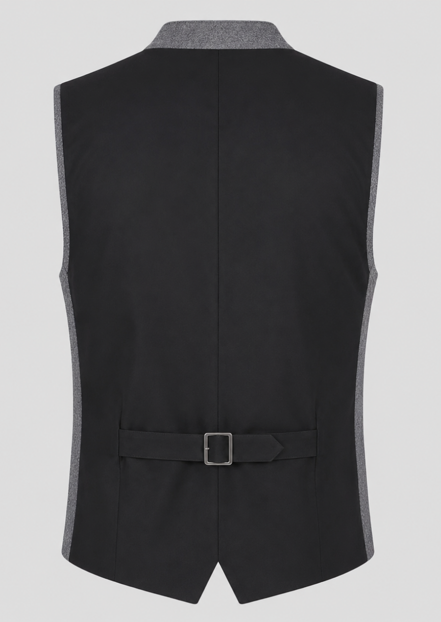 Heritage-Inspired Gray Wool German Trachten Vest for Men
