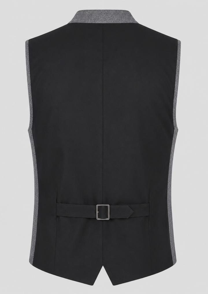 Heritage-Inspired Gray Wool German Trachten Vest for Men