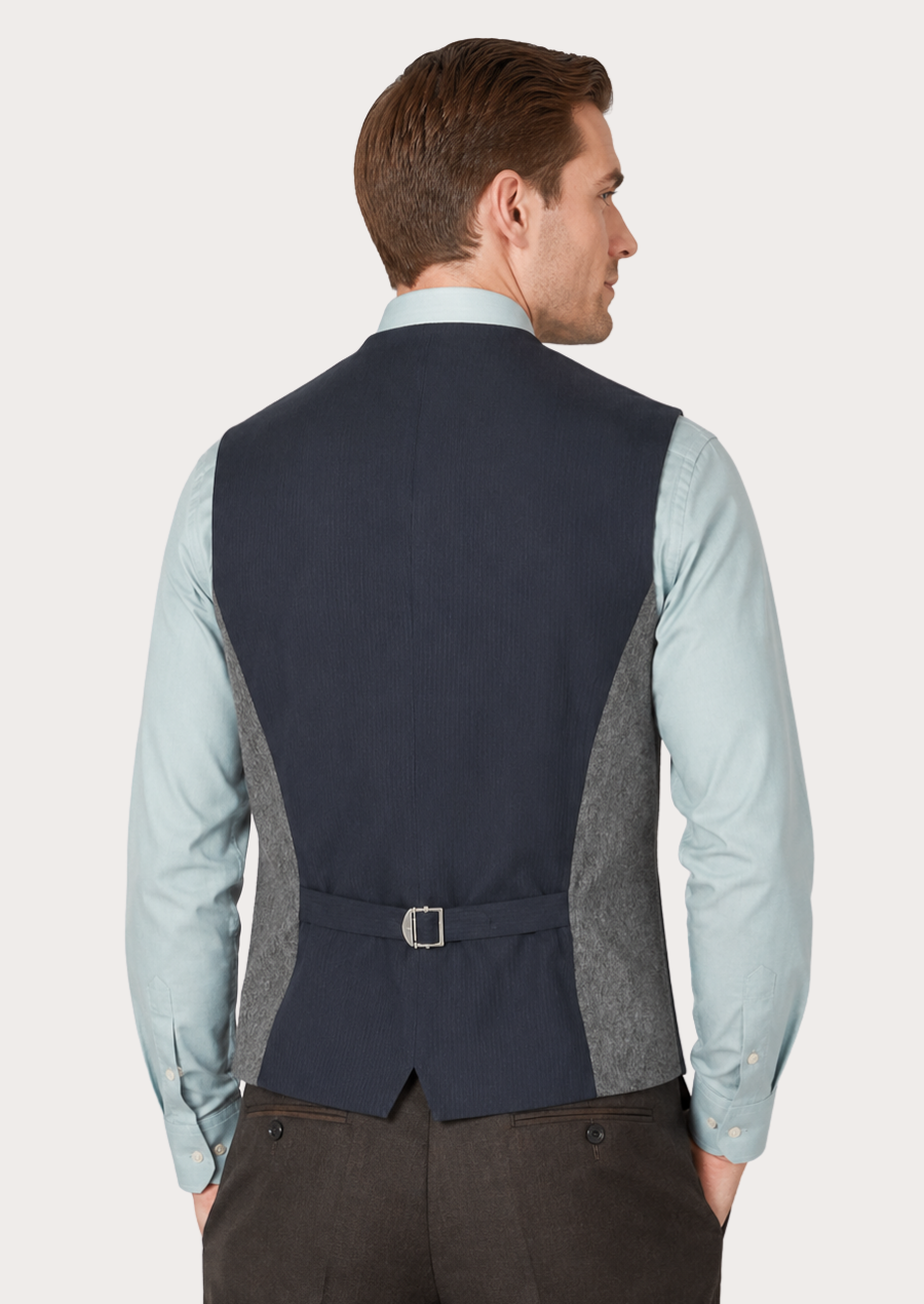 Elegant grey Merino wool Loden vest combining comfort, craftsmanship, and classic style