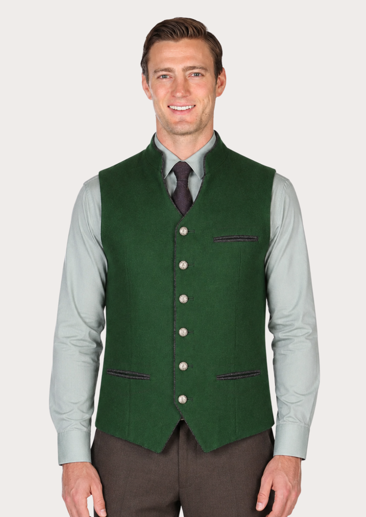 Premium green Austrian waistcoat ideal for Oktoberfest and cultural celebrations