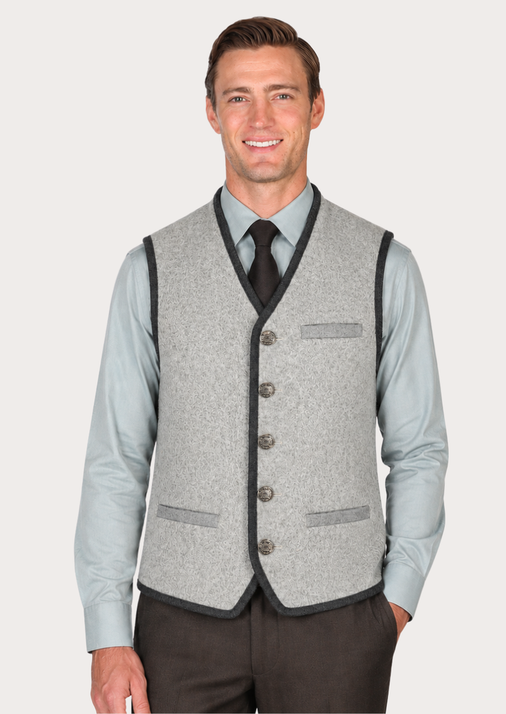 Austrian Loden wool vest crafted as a traditional Trachten waistcoat
