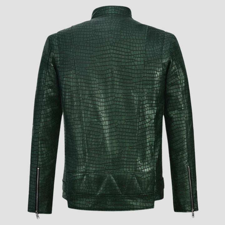 Experience luxury and durability with this authentic crocodile leather jacket, an essential for high-end fashion.