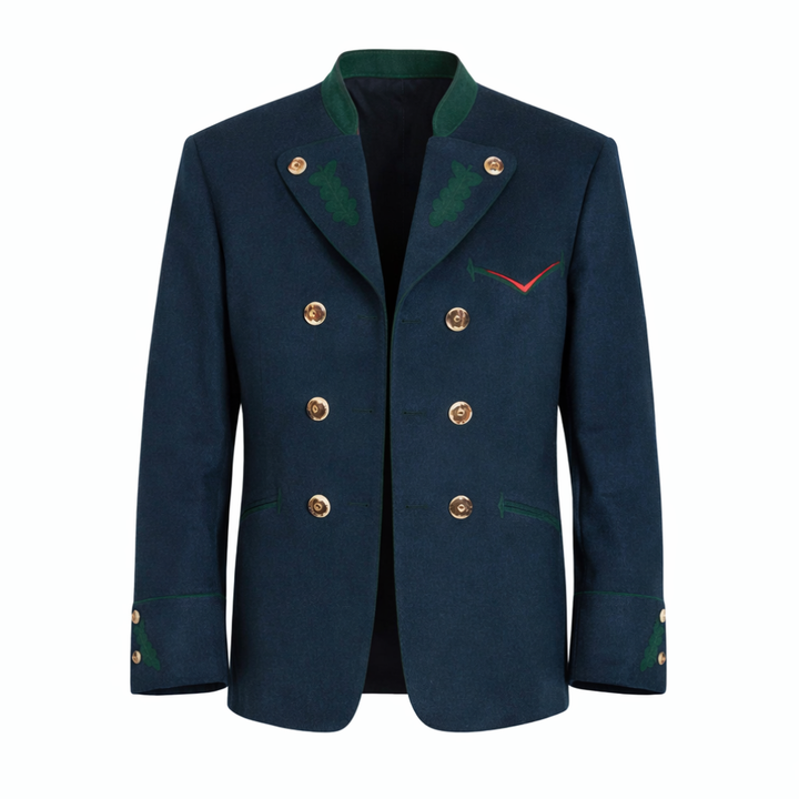Authentic double-breasted trachten jacket with detailed embroidery