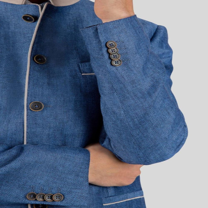 Classic blue Trachten jacket for men’s cultural attire.