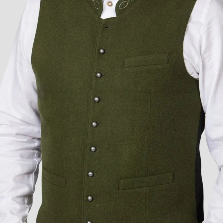 Showcase timeless style with this men’s Trachten vest, designed with elegant metal buttons for a traditional appeal.