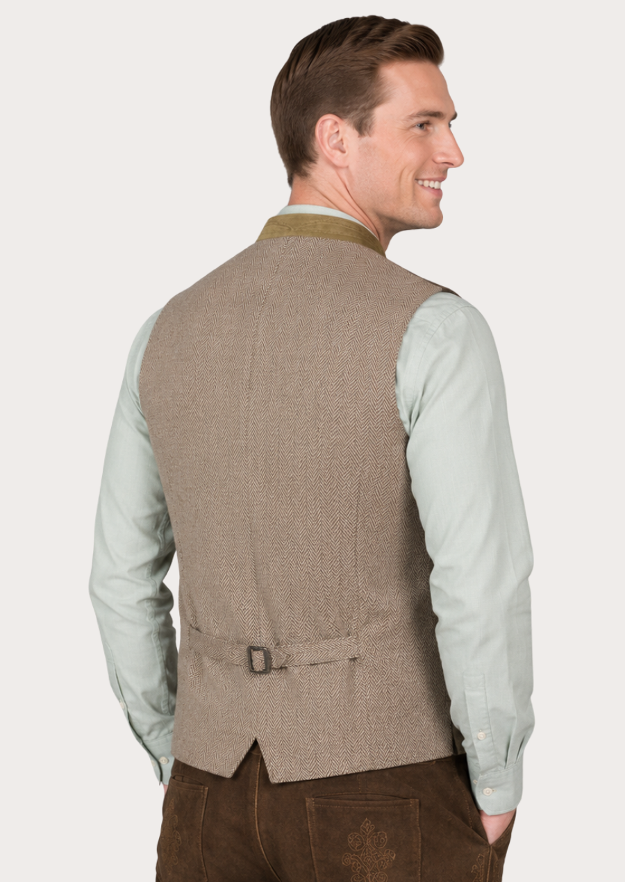 Authentic suede Oktoberfest vest combining comfort, elegance, and cultural craftsmanship