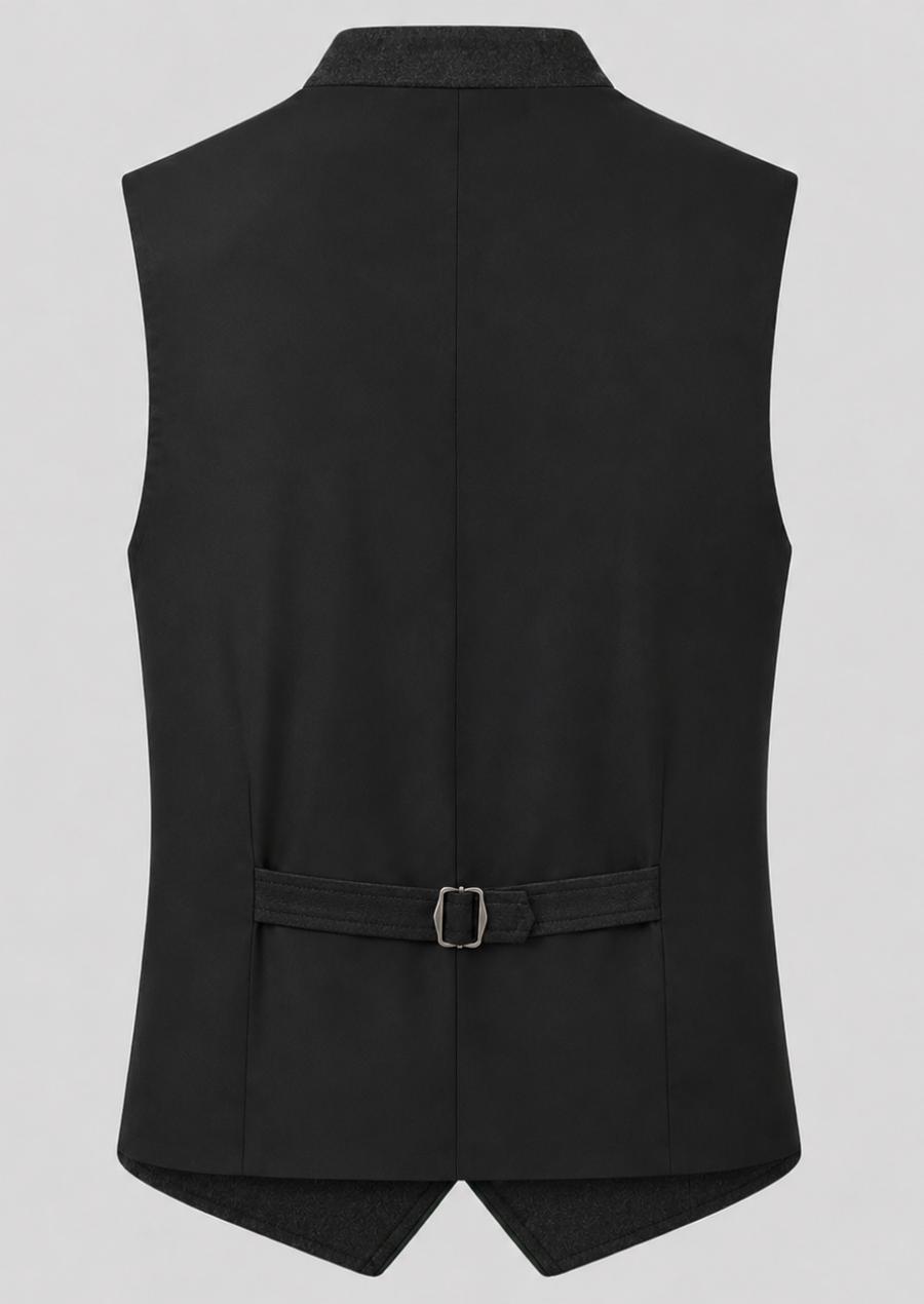 Traditional Bavarian Black Wool Vest for Festivals and Cultural Events