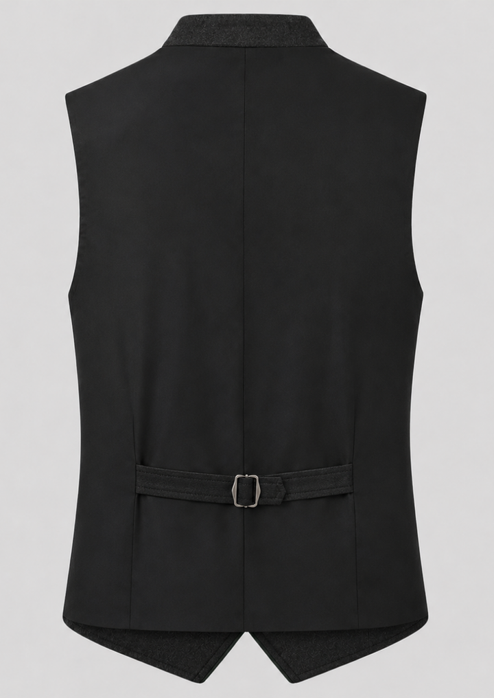 Traditional Bavarian Black Wool Vest for Festivals and Cultural Events