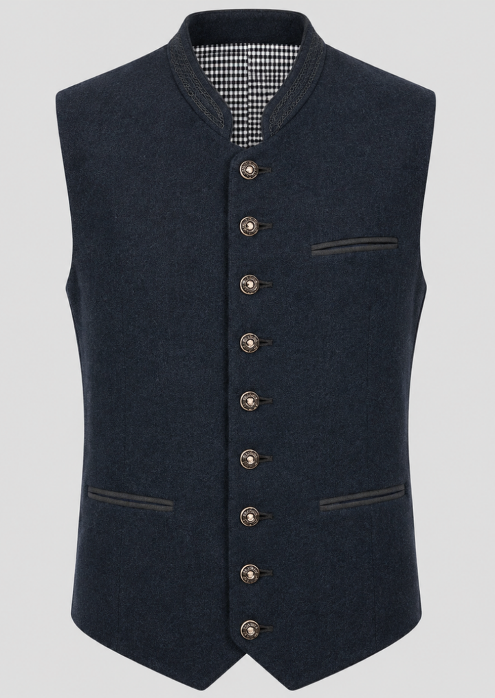Premium Blue Wool Bavarian Vest for Festivals and Celebrations