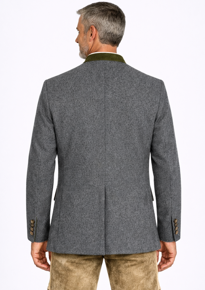 Stylish grey wool trachten coat for men cultural wedding wear