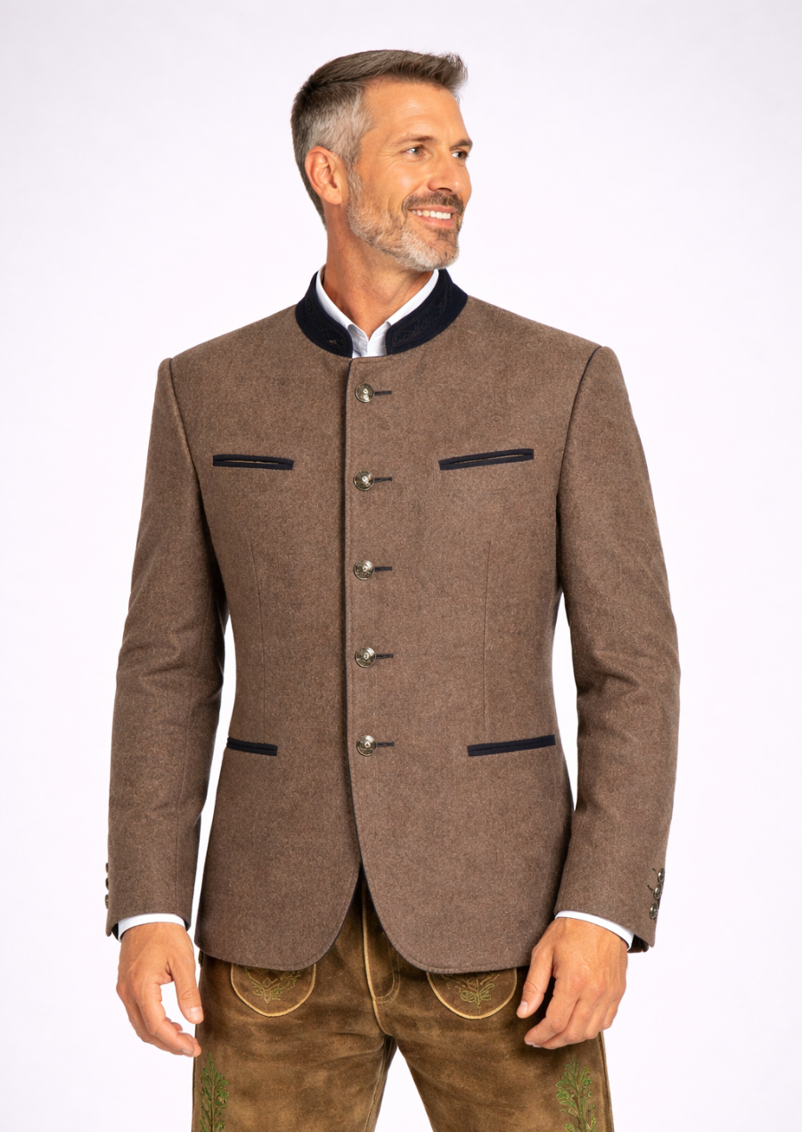 Men's Bavarian Trachten coat with traditional German embroidery, wool fabric and authentic Oktoberfest styling