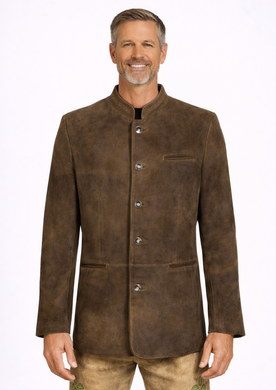 Bavarian trachten jacket with elegant collar embroidery