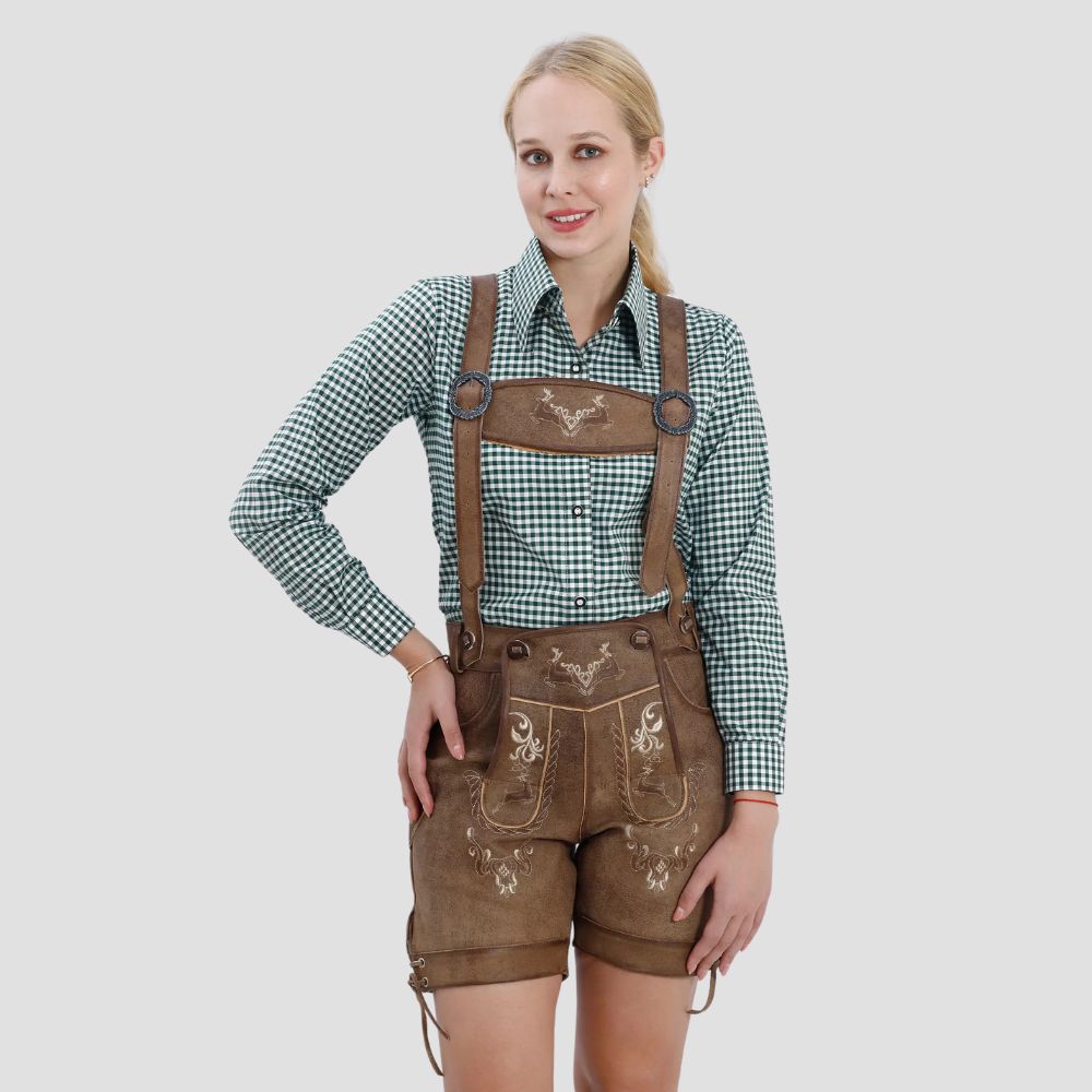 These women’s lederhosen are the best choice for Oktoberfest party outfits, offering a perfect blend of tradition, comfort, and chic style for the celebrations.