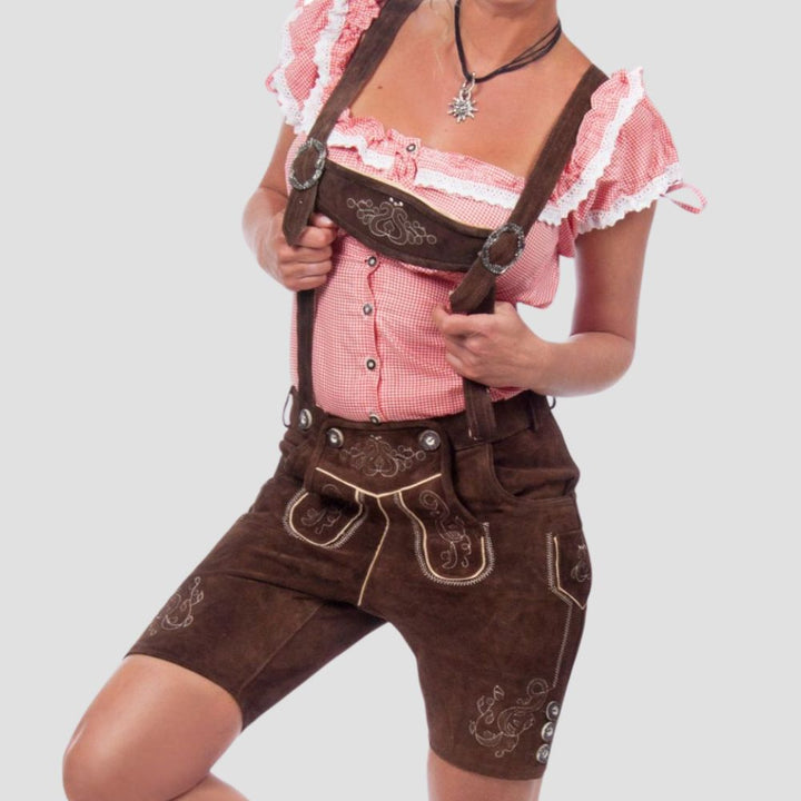 These women’s lederhosen are the best choice for Oktoberfest party outfits, offering a perfect blend of tradition, comfort, and chic style for the celebrations.