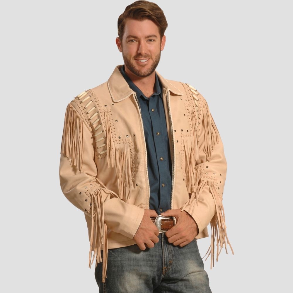 High-quality biker fringe leather jacket for stylish men.