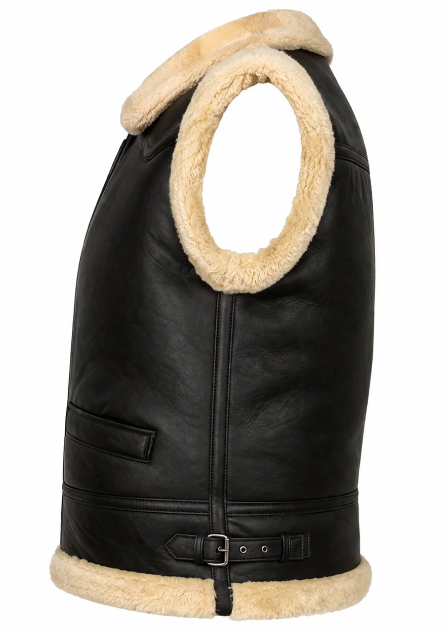 Black fur vest for stylish winter fashion outfits