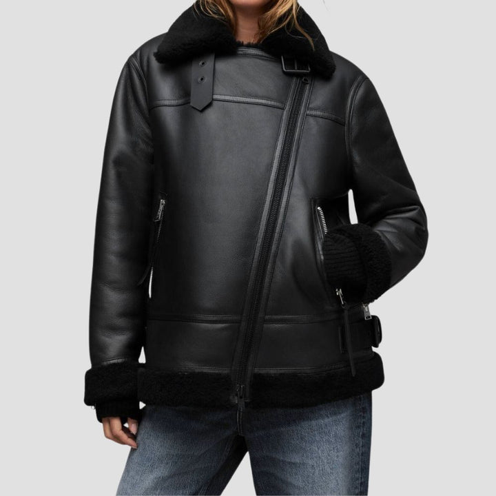 Shop genuine female shearling jackets for warmth and comfort. Crafted from premium materials, they provide unmatched insulation and style for cold weather.