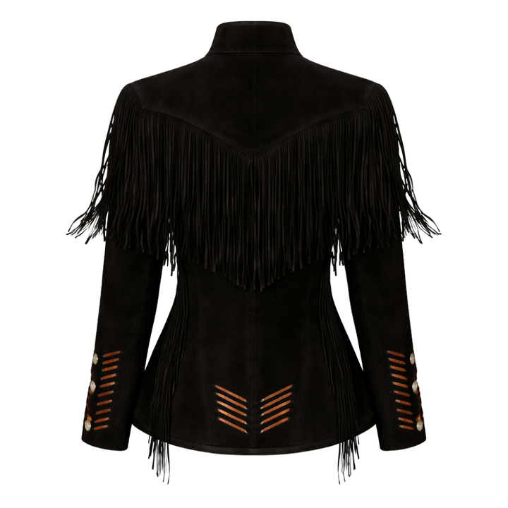 Black suede cowgirl jacket with authentic western design
