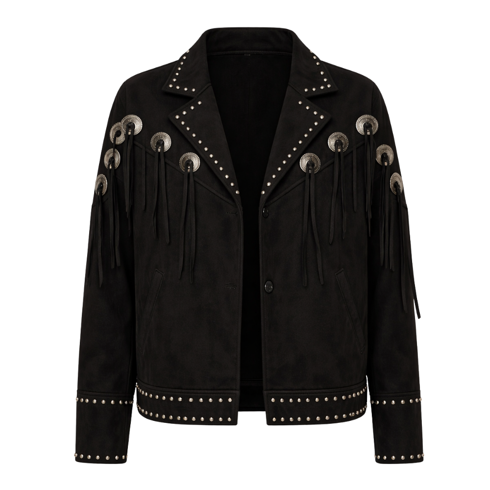 Black suede western jacket with classic western styling