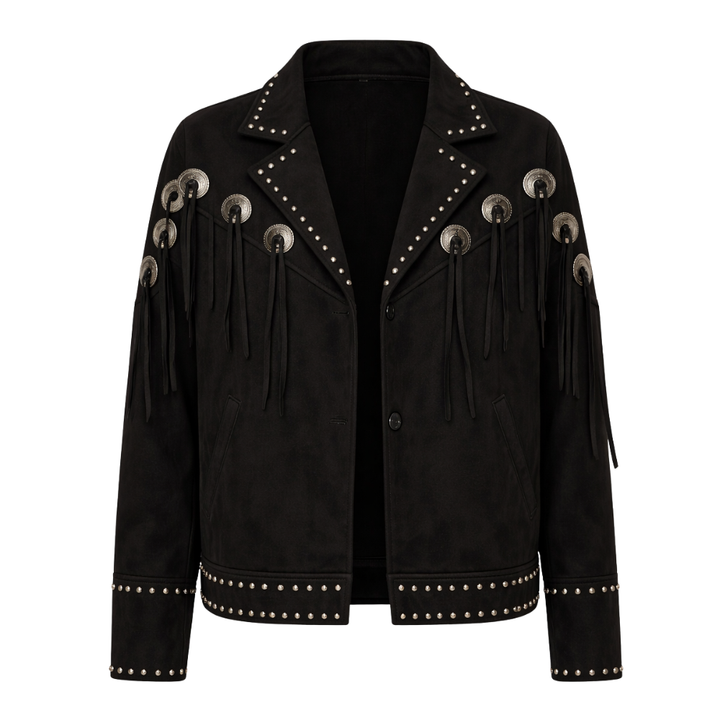 Black suede western jacket with classic western styling