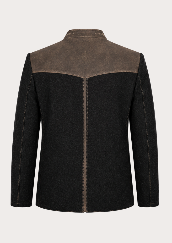 Traditional Austrian Trachten jacket for men crafted from elegant black wool
